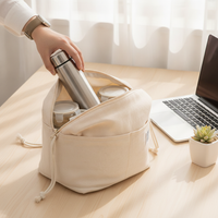 Japanese Style Large Capacity Insulated Lunch Bag with Drawstring Closure