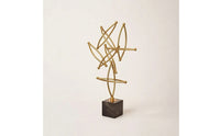 Geometric Star Sculpture Gold Sculpture with Marble Base Abstract Decorative Piece for Office