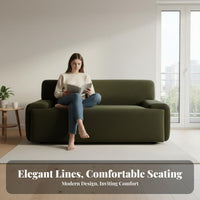 Nordic design Upholstered 2-Seater Space-Saving Minimalist Fabric Settee Modern Aesthetic Sofa Comfortable Upholstery for Apartment Dwellers, Homeowners, Students, Living Room, Balcony, Lounge Area, Home Office