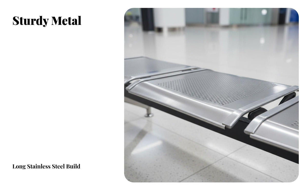 3-Seater Backless Bench resilient 3-Seat Gang Chair Sturdy framework Public Seating for Travelers, Customers, Hospital, Waiting Room, Reception Area
