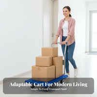 Quiet Wheels Foldable Push Trolley Easy Storage Collapsible Dolly Lightweight Platform Truck Multi-Purpose for Delivery Personnel, Warehouse Workers, Garage, Workshop, Shopping, Loading Dock