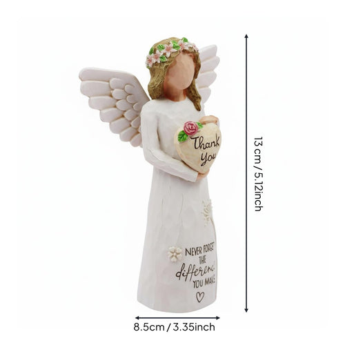Commemorative Keepsake Appreciation Angel Figurine Hand-Painted Home Decoration Engraved Message for Friends, Teachers, Bookshelf