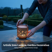 Waterproof Hanging Solar Lamp Weatherproof Iron Art Light Energy Saving for Patio, Yard, Pathway