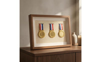 Clear Protective Cover Panel Tabletop Medal Frame textileLined Wooden Medal Display Frame