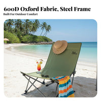 Lightweight Adjustable Outdoor Recliner No Assembly Required Camping Chair Heavy Duty Frame Folding Lounger High Load Capacity for Beachgoers, Sunbathers, Fishing, Beach, Poolside, Backyard