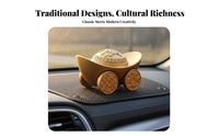 Brings Good Luck Chinese Yuanbao Car Ornament Traditional Craft Gold Ingot Car Meaningful Gift for Office Desk, Shop Counter