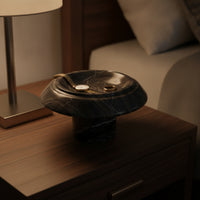 Marble Tray with Cylindrical Base Polished Mushroom Tray Sculptural for Living Room, Display Shelf, Study