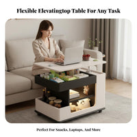 Convertible Lift-Top Table Hidden Compartments Living Room Furniture for Bedroom