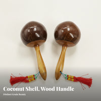 Polished Finish Percussion Maraca Tapered Handle Handheld Maraca Rounded Head Wooden Shaker Smooth