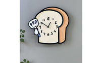Silent Bread Slice Clock Cream Face Bread-Shaped Wall Clock Black Outline Home Decor Arabic Numerals
