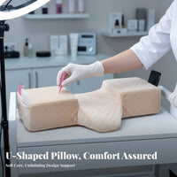 Breathable Material Eyelash Extension Pillow Skin-Friendly U-Shaped Lash Pillow Washable Cover for Estheticians, Tattoo Artists, Spas, Spa