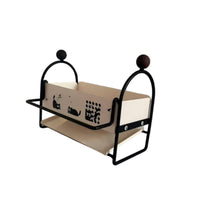 Metal Frame Sink Organizer Rack Cream-Colored Cloth Holder Rack Feline Print Compact