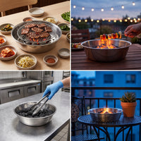 Korean Style Thickened Stainless Steel Charcoal Grill Basin for Commercial Outdoor Use