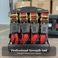 4 Pieces High Breaking Strength Ratchet Tie-down Strap Rubber Coated Hooks Ratchet Tie-down Straps Long-Lasting Polyester Strapping