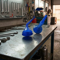 2 Pieces Fuel Funnel Set Blue Plastic Fuel Funnel Cone-Shaped Wide Opening