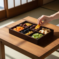 Grid Snack Platter Wood Wooden Compartment Tray for Party