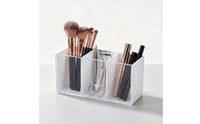 Acrylic-Style Cosmetic Organizer with 3 Compartments Countertop Makeup Organizer Space-Saving Storage Box Minimalist for Lash Artists, Beauty Station, Salon