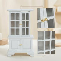 Dollhouse Cabinet with Glass Doors Elegant Dollhouse Cabinet Cupboard with Transparent Doors for Collectors