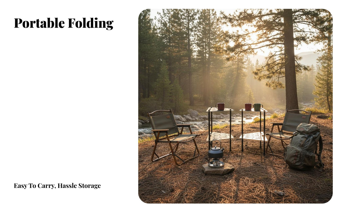 Foldable Collapsible Utility Stand Multi-Purpose Two-Tier Modular Rack Multipurpose Camping Table Sturdy for Picnickers, Backpackers, Picnic, Travel, Backyard, Beach