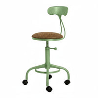 utilitarian aesthetic Wheeled Stool with spinerest Adjustable Height Wheeled Task Stool with Footrest Retro Design Seating Furniture 360-Degree rotate for Business Owners, Professionals, Cafe, Office, Kitchen, Workshop