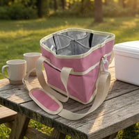 Structured Insulated Bottle Carrier Bag Front Pocket Divided Bottle Carrier Bag