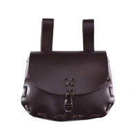 Handmade PU Leather Waist Bag Retro Medieval Waist Bag Flap-Front Reawakening Belt Pouch Laced Stitching