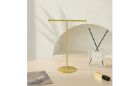 T-Shaped Jewelry Stand Tabletop Necklace Holder Bracelet Display Stand Gold-Tone Jewelry Display with Round Base Metal for Women