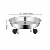 Universal Wheels Stainless Steel Pot Stand Movable Rolling Plant Stand Rust Resistant Wheeled Plant Stand 360 Degree Rotating