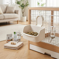 Chew Resistant Bowl Lagomorph Food Bowl, Anti Tip Bowl Cage-Mounted Hanging Lagomorph Bowls, Removable HIPS Round Dish for Guinea Pig and Chinchilla