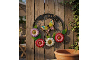 Floral Butterfly Wall Plaque Iron Crafted Metal Welcome Wall Decor 3D Layered Floral Butterfly Sign for Patio