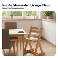 Solid Wood Adjustable Wooden High Chair Safe and Stable Wooden High Chair Ergonomic Design 5-Point Safety Harness for Toddlers, Babies 6+ Months, Mealtime, Study Room, Kitchen, Bedroom