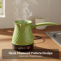 Anti-Dry Overheat Protection Electric Turkish Coffee Pot Fast Heating Electric Turkish Coffee Brewer Single-Button Operation Kitchen Appliance Food Grade Material for Home Users, Students, Office Workers, Dorm Room, Travel