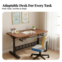 Foldable Design Height-Adjustable Rolling Desk Space Saving Adjustable Rolling Desk Multi-Functional Computer Table Rounded Corners for telecommuting Workers, Apartment Dwellers, Study Room, Small areas, Bedroom, Couchside