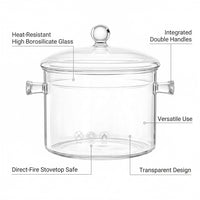 Glass Cooking Pots with Lid, High Borosilicate Glass Stockpot, Double Ear Handles, Universal Stovetop Compatible, Modern Minimalist Design