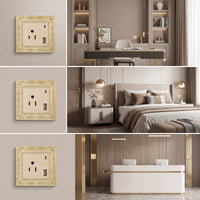 Outlet Faceplate with Floral Border Decorative Electrical Faceplate 1-Gang Wall Plate Vintage Hardware Ornate for Renovation