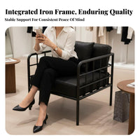 2-Seater Metal Frame Couch Light Luxury Design Two-Seater Metal Frame Settee Vintage aesthetic Small Sofa for partners, Homeowners, Boutique, Office Lounge