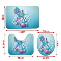 Easter Theme Bunny Lavatory Set Decorative Shower Curtain and Mat Set Waterproof Home Decor for Families, Homeowners, Dorm Room