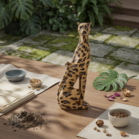 Leopard Figurine Creature Print Home Decor Item Tan and Dark Brown