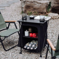 Portable Camp Table Cabinet Multifunctional Foldable Outdoor Table Cabinet 2 in 1