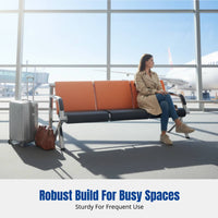 Waiting Chair for Public Spaces, Row Seating Bench, Airport Hospital Clinic, Metal Frame, Modern Design