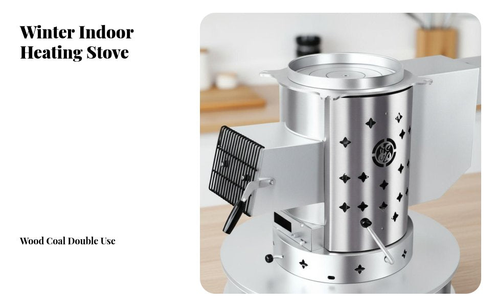 Indoor Wood Stove, Smokeless Gasification Heater, Thickened Winter Heating, Multicombustible, Home Use