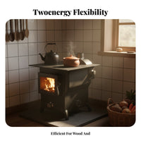 Rural Heating Stove, Wood Gasification, Dual Energy, Large Fire Viewing Window, Multi-Functional