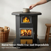 Indoor Heating Gasification Stove, double combustible Coal & Wood, Rural Home Cooking & Heating