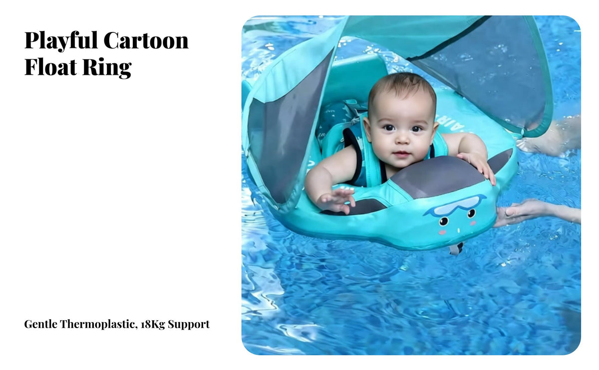 Infant Swimming Float, Inflatable Sunshade Ring, Cartoon Design, Thermoplastic Polyurethane, New