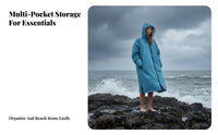 Waterproof Windproof Hooded Changing Robe, Thick Sherpa Fleece Poncho for Adults, Surfing, Swimming, Diving, Outdoor Sports