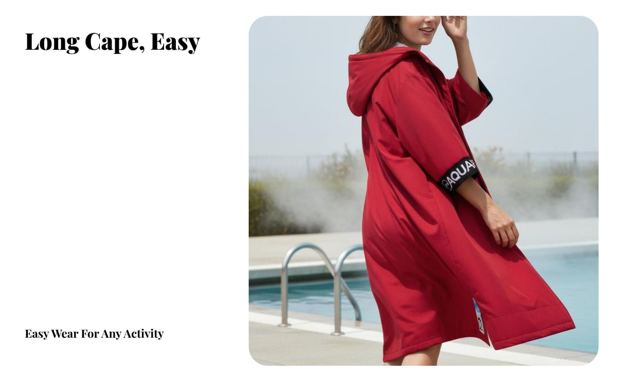 Red Diving Cape, Adult Winter Hooded Thickened Thermal Aquatic Towel, Windproof, Unisex