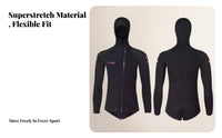 Two-Piece Wetsuit, Front Diagonal Zip, Stretch Closure, Pro Freediving, Spearfishing, Snorkeling, Winter for Men