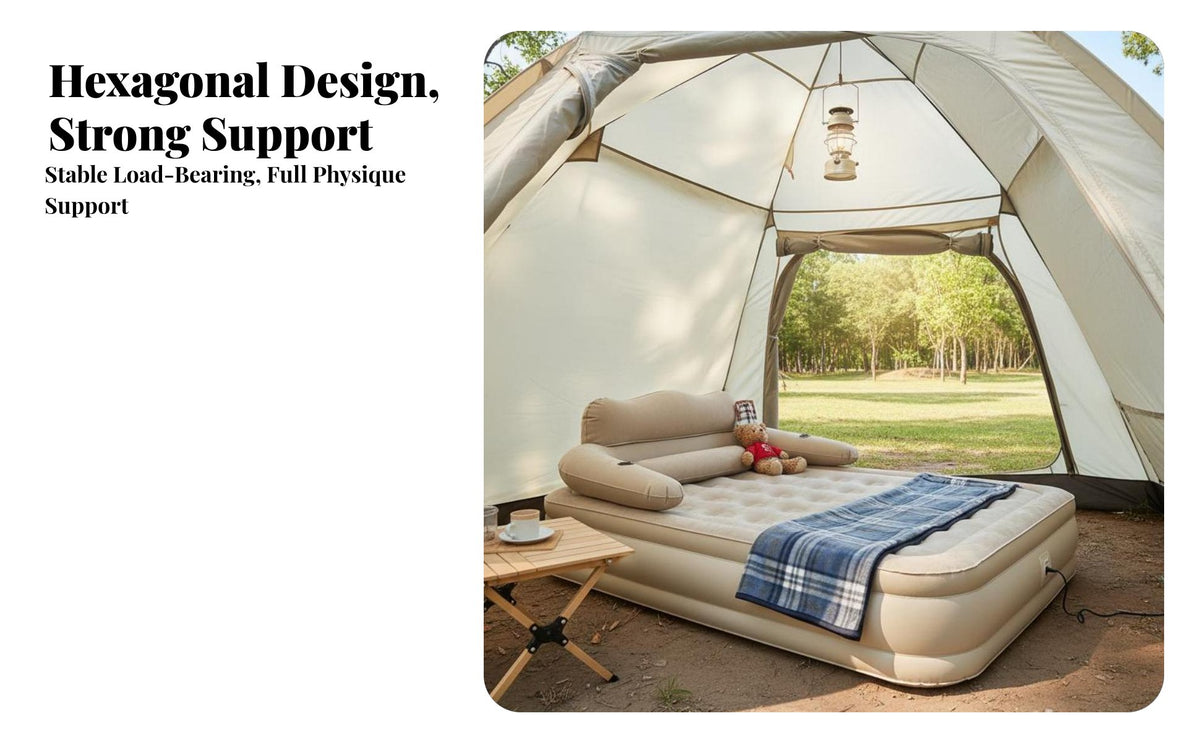 Inflatable Camping Mattress, Automatic Inflation, Portable, Hexagonal Support, Waterproof, Multiple Sizes, Outdoor & Indoor