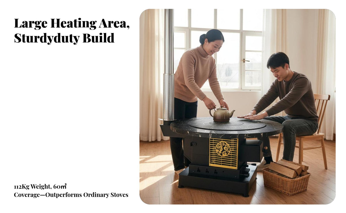 Indoor Smokeless Gasification Heater, double combustible Wood, Removable countertop, Random design