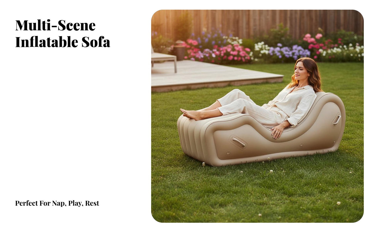 Inflatable Sofa, Portable Air Mattress, Outdoor Lounger, Camping Recliner, Quick automaticInflating, Multi-Scene Use